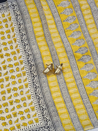 Mul Mul Cotton  - Off-white Yellow with Black