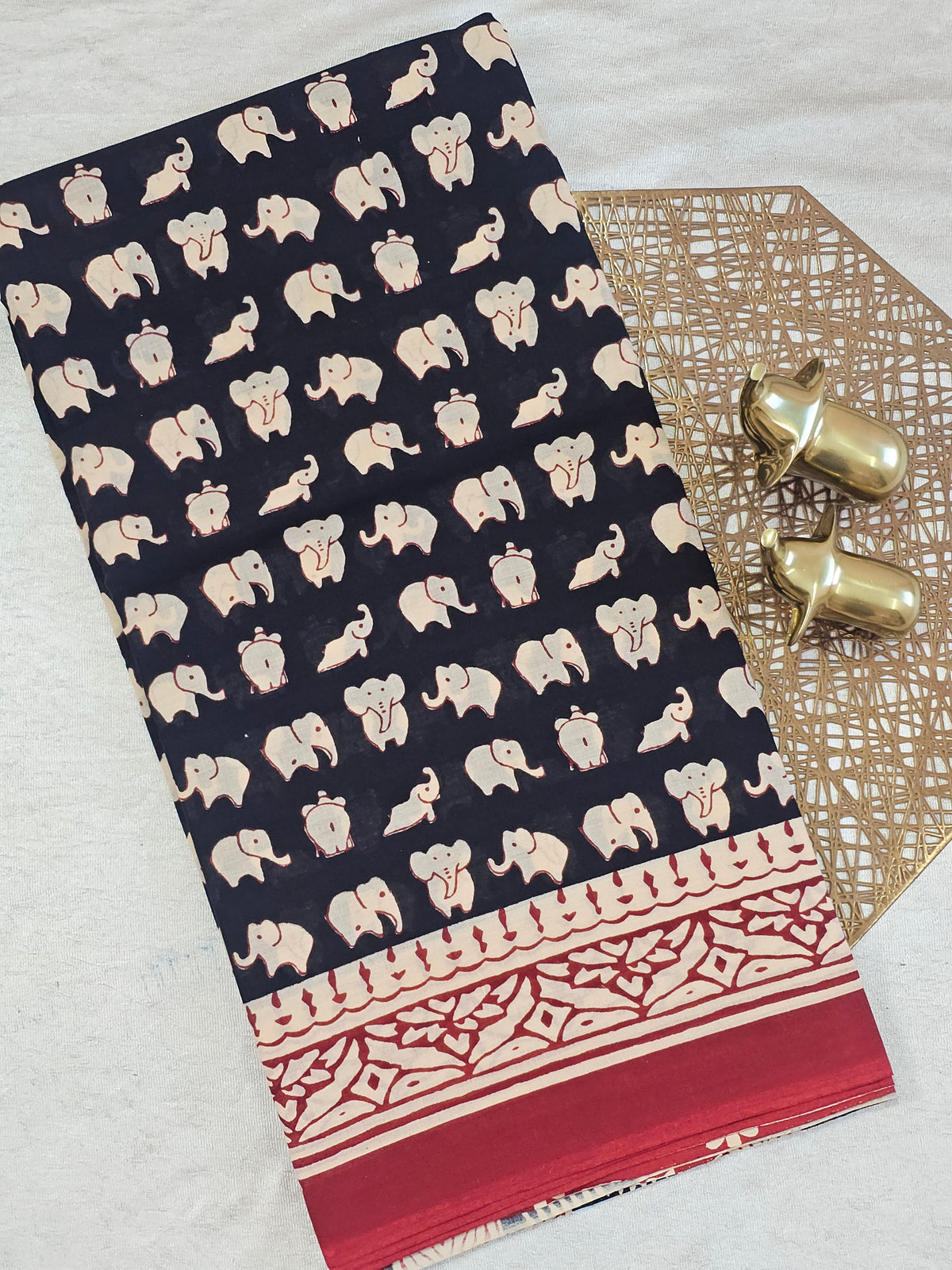 Mul Mul Cotton  - Black with Red
