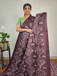 Bhagalpuri with Batik Print - Brown with Honey Brown
