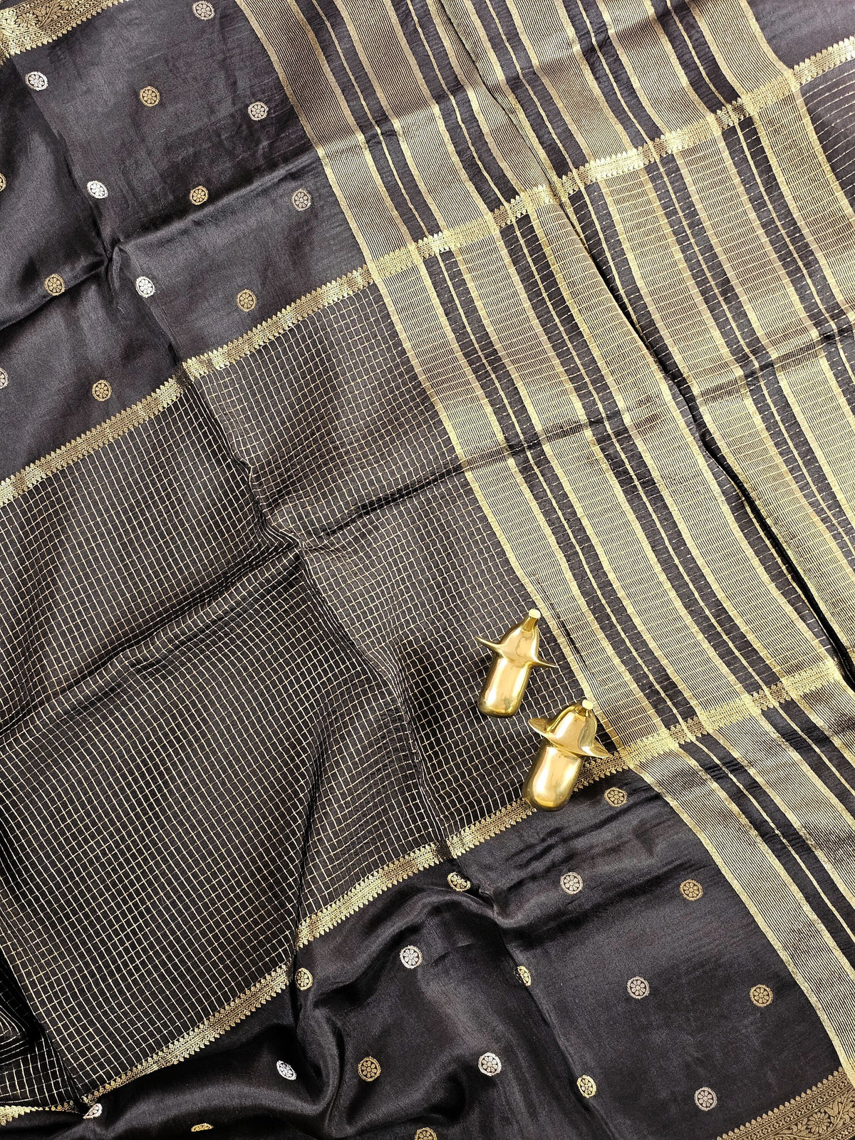 Semi Mysore Crepe Silk Saree - Black