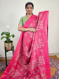 Bhagalpuri with Batik Print -  Pink with Maroon