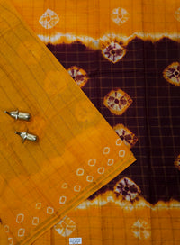 Madurai Sungadi Cotton Checks Saree - Maroon with Yellow