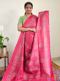 Bhagalpuri with Batik Print - pink with Maroon