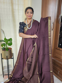 Semi Mysore Crepe Silk Saree - Coffee Brown