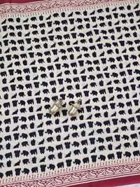 Mul Mul Cotton  - Off-white Black with Red