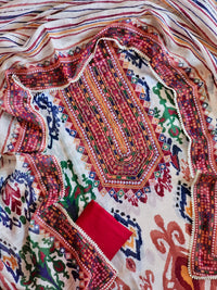 Linen Cotton Unstitched Salwar - Multi Colour