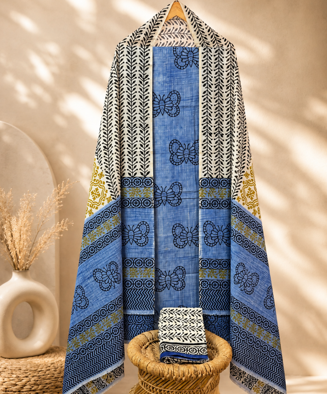 Pure Cotton Unstitched Salwar - Blue