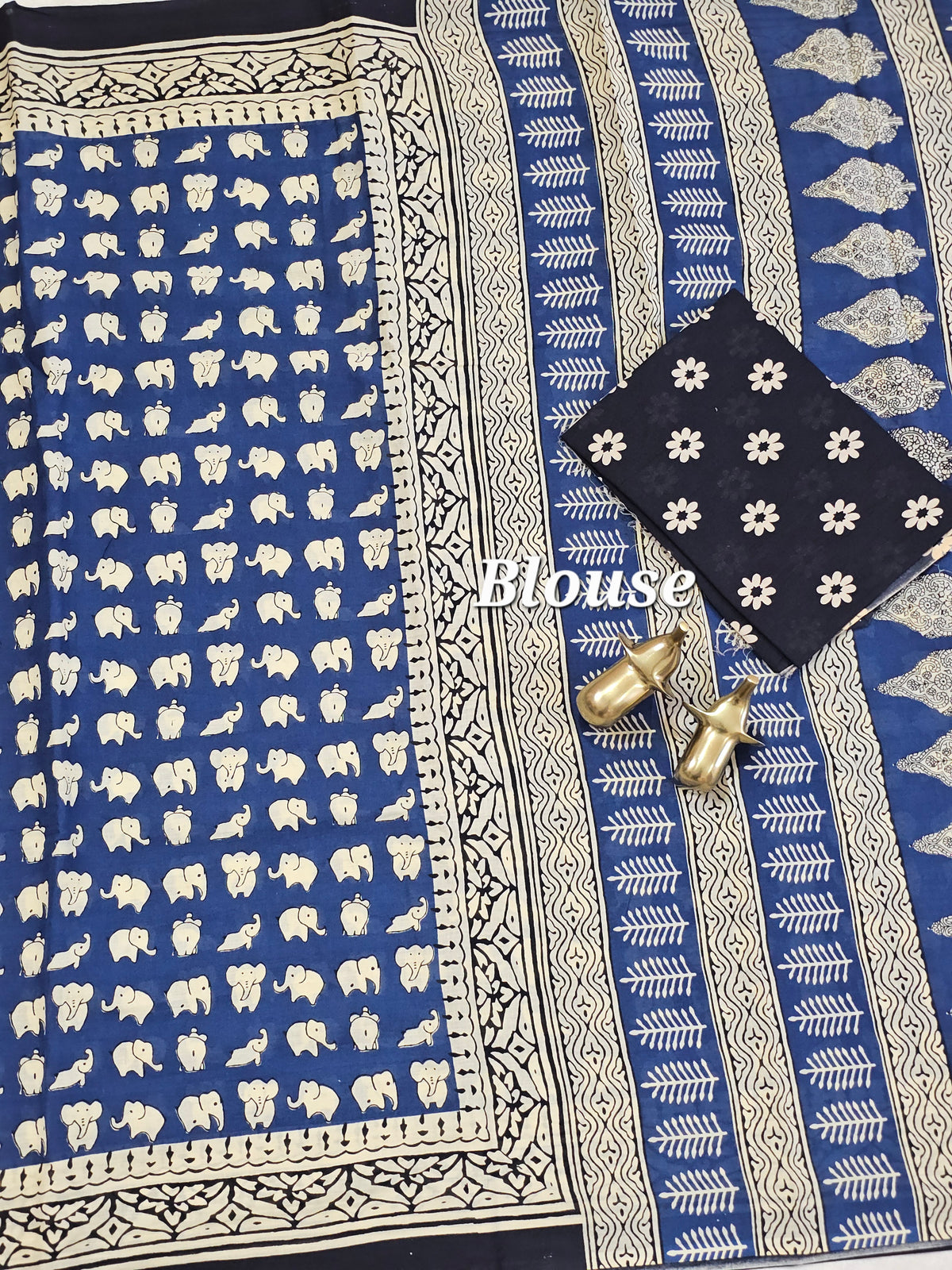 Mul Mul Cotton  - Blue with Black