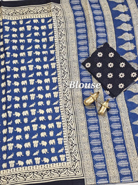 Mul Mul Cotton  - Blue with Black