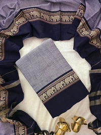 Handloom Narayanpet Cotton Unstitched Salwar- Lavender with Dark Violet