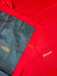 Peacock Green with Red Chinnalampattu Saree with Blouse