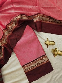 Handloom Narayanpet Cotton Unstitched Salwar- Red with Dark Maroon