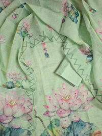 Linen Tissue Unstitched Salwar - Green