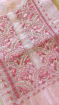 Linen Tissue with Heavy Embroidery Unstitched Salwar - Pink