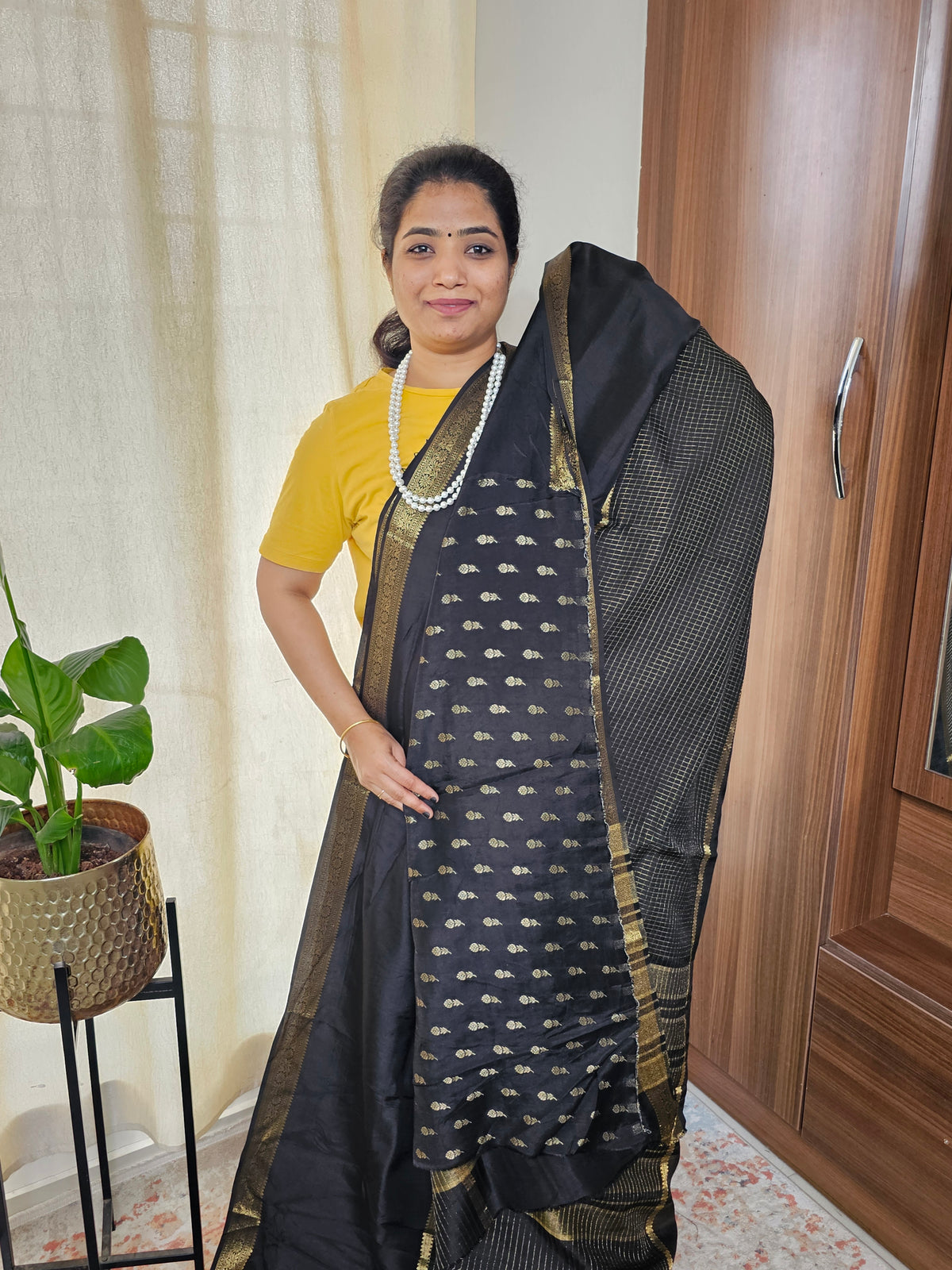 Semi Mysore Crepe Silk Saree - Black
