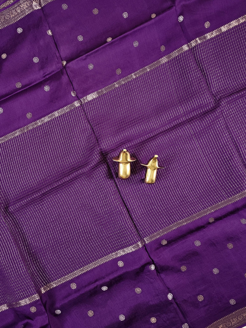 Semi Mysore Crepe Silk Saree - Dark Purple