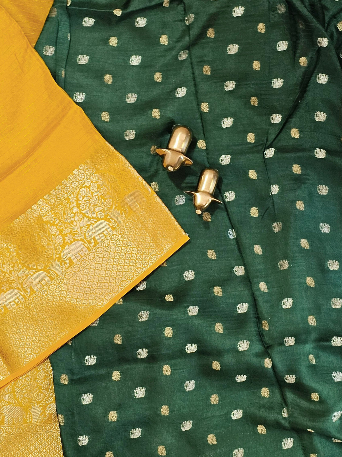 Semi Mysore Crepe Silk Saree - Yellow
