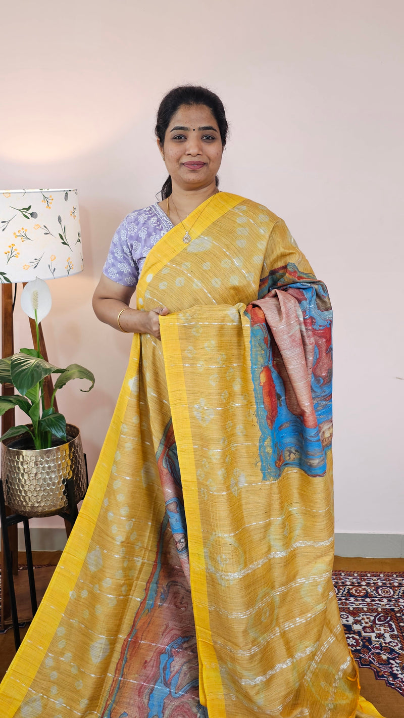 Bhagalpuri with Digital Prints - Yellow