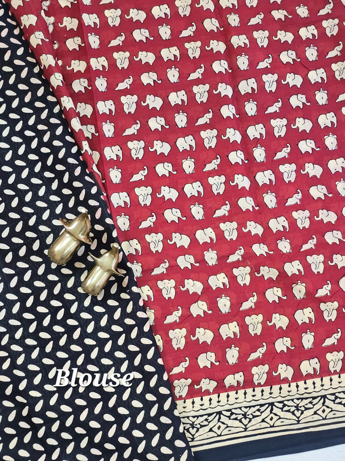 Mul Mul Cotton  - Dark Red with Black