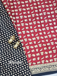 Mul Mul Cotton  - Dark Red with Black