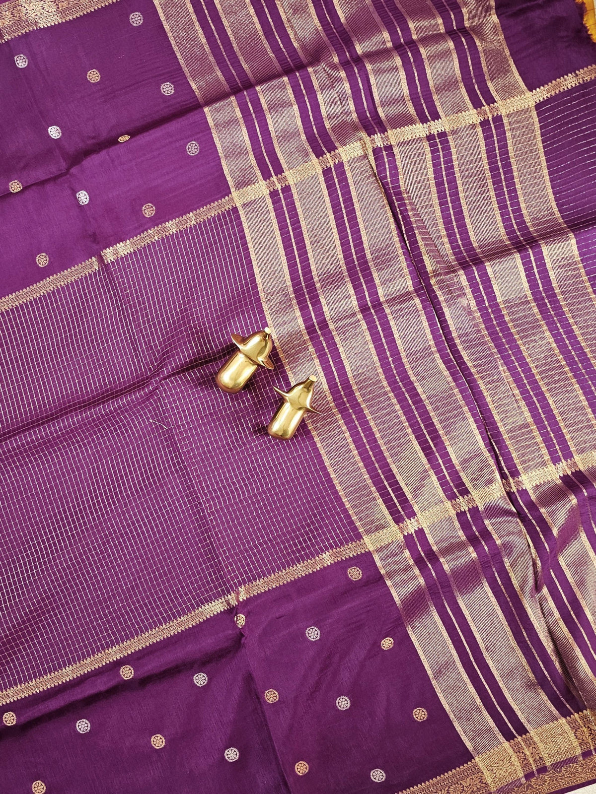 Semi Mysore Crepe Silk Saree - Dark Magenta Pink