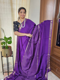 Semi Mysore Crepe Silk Saree - Dark Purple