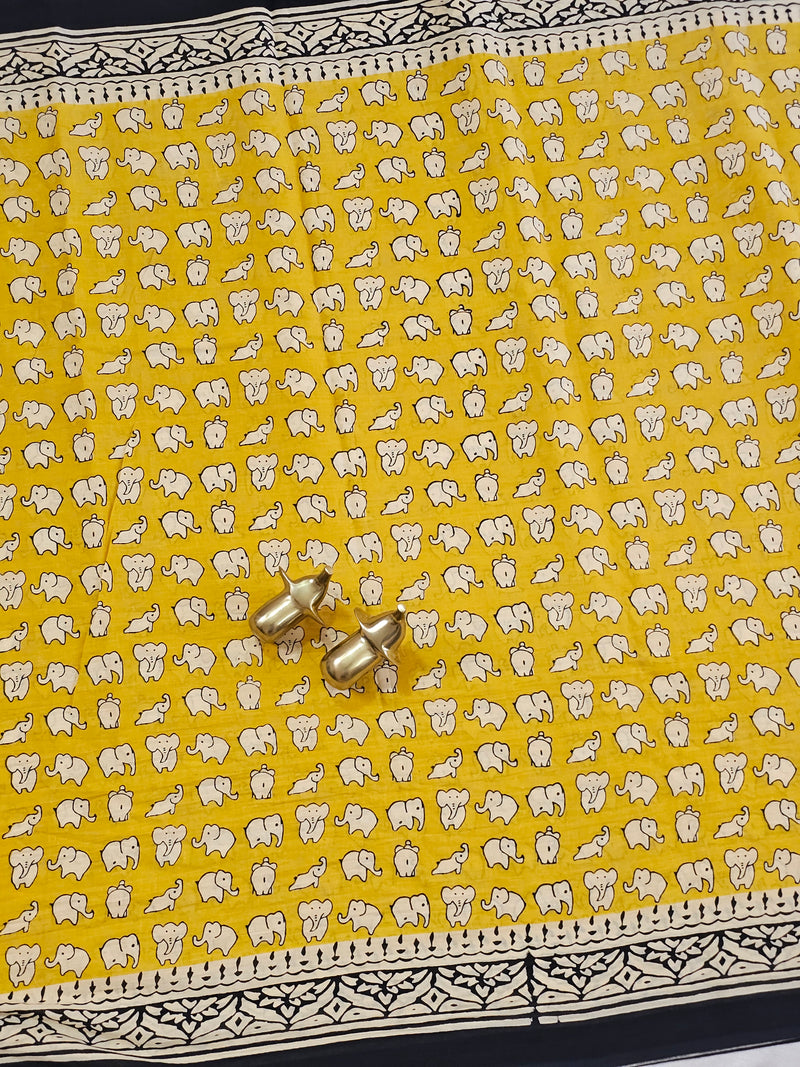 Mul Mul Cotton  - Yellow with Black