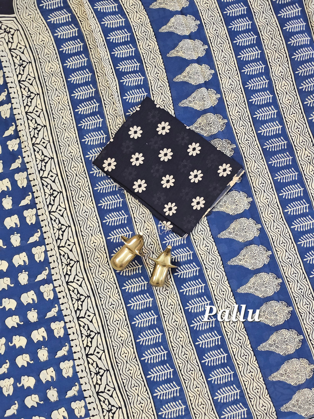 Mul Mul Cotton  - Blue with Black