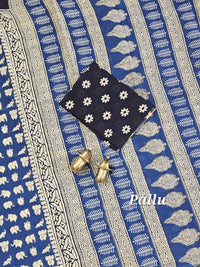 Mul Mul Cotton  - Blue with Black