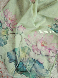 Linen Tissue Unstitched Salwar - Green