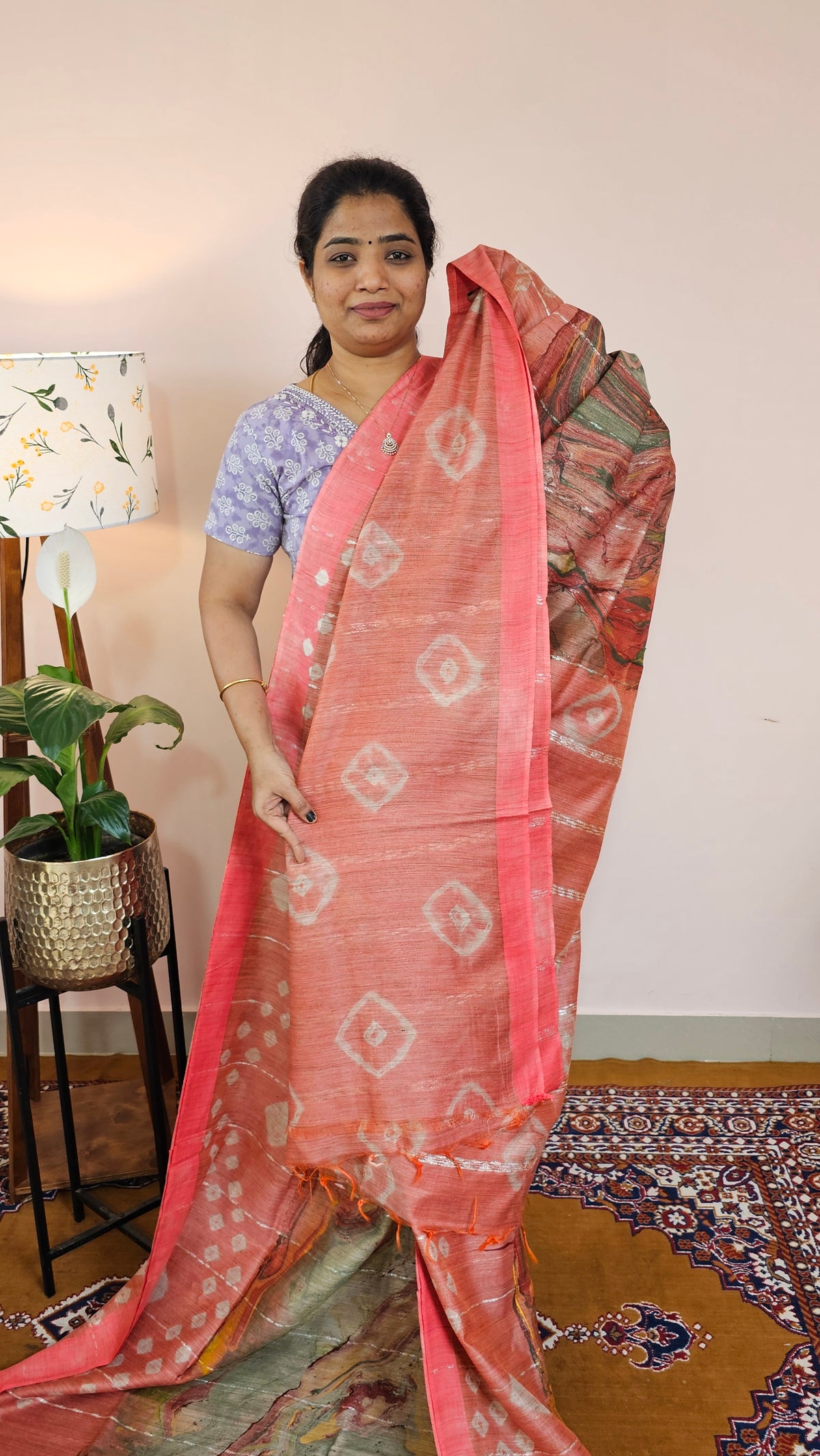 Bhagalpuri with Digital Prints - Peach