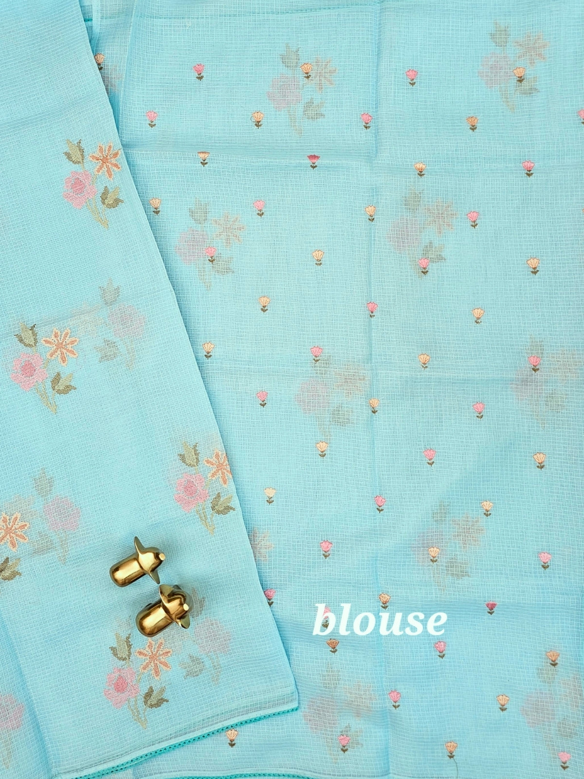 Premium Kota Weaving Saree - Pastel Blue
