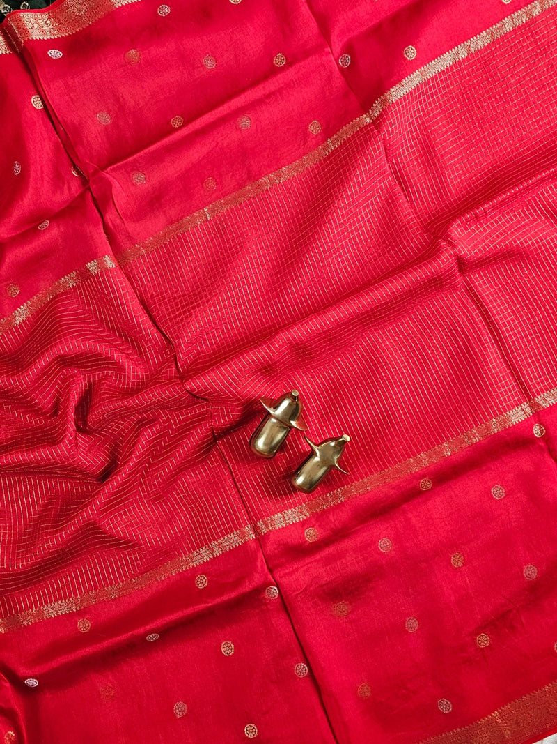 Semi Mysore Crepe Silk Saree - Red