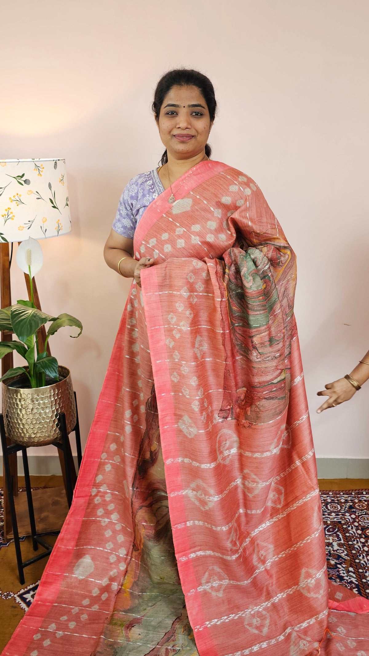 Bhagalpuri with Digital Prints - Peach