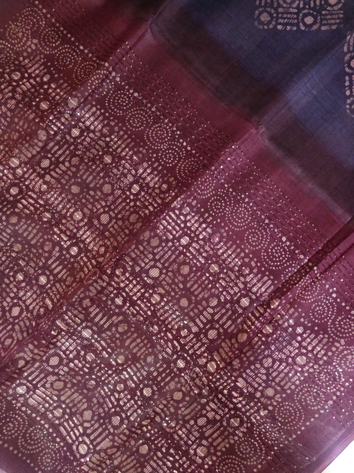 Bhagalpuri with Batik Print - Green with Grey
