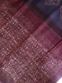 Bhagalpuri with Batik Print - Green with Grey