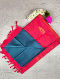 Peacock Green with Red Chinnalampattu Saree with Blouse
