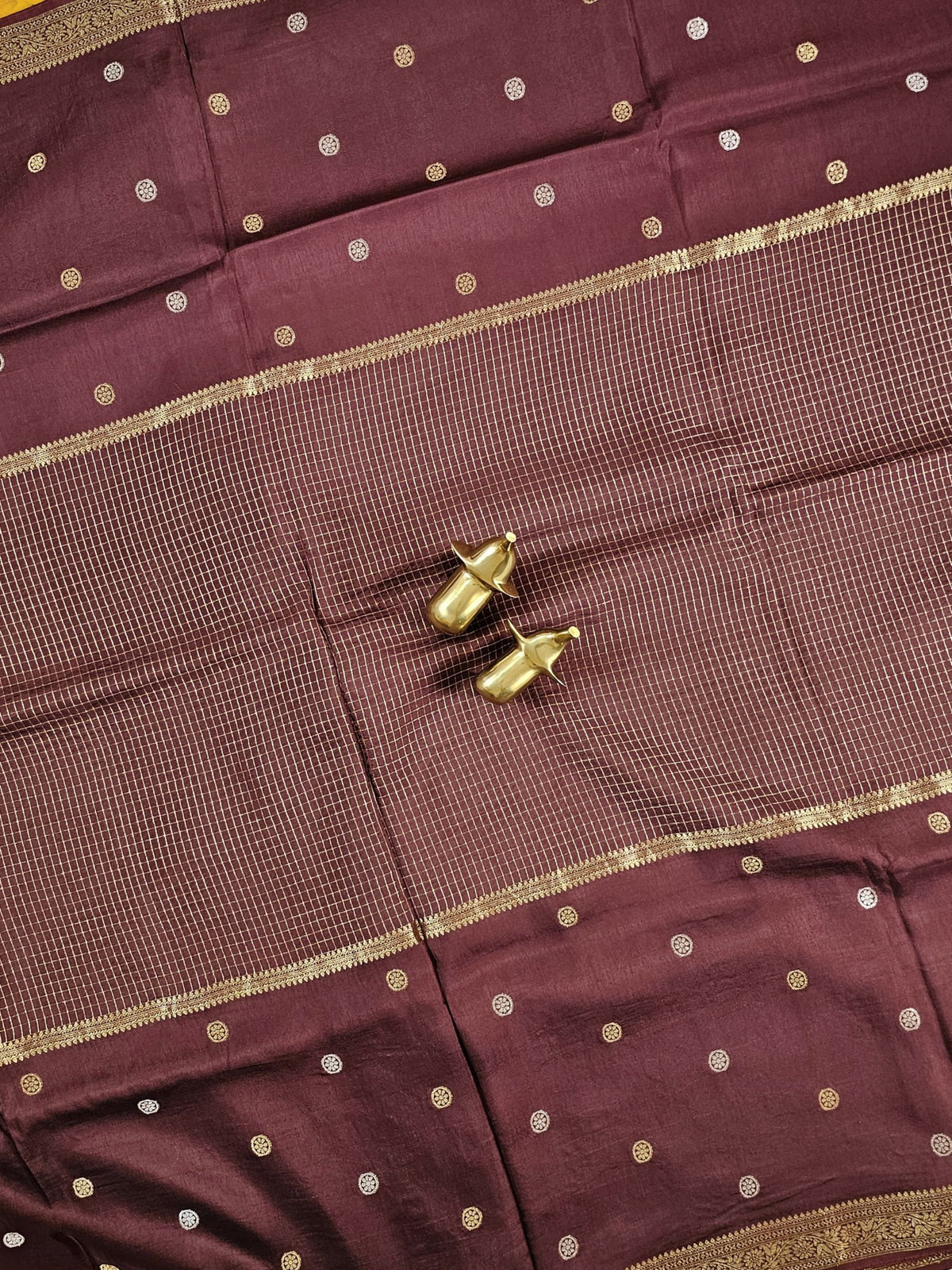 Semi Mysore Crepe Silk Saree - Brown