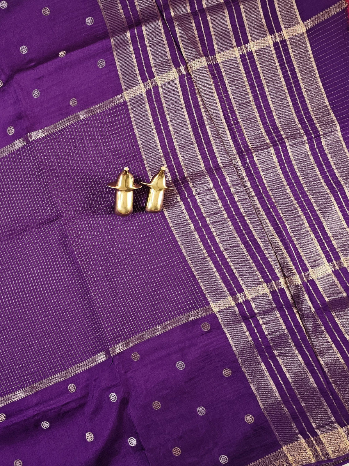 Semi Mysore Crepe Silk Saree - Dark Purple