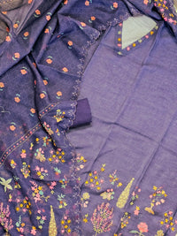 Linen Tissue Unstitched Salwar - Dark Violet