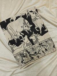 Cotton Pichwai Printed Saree - Black