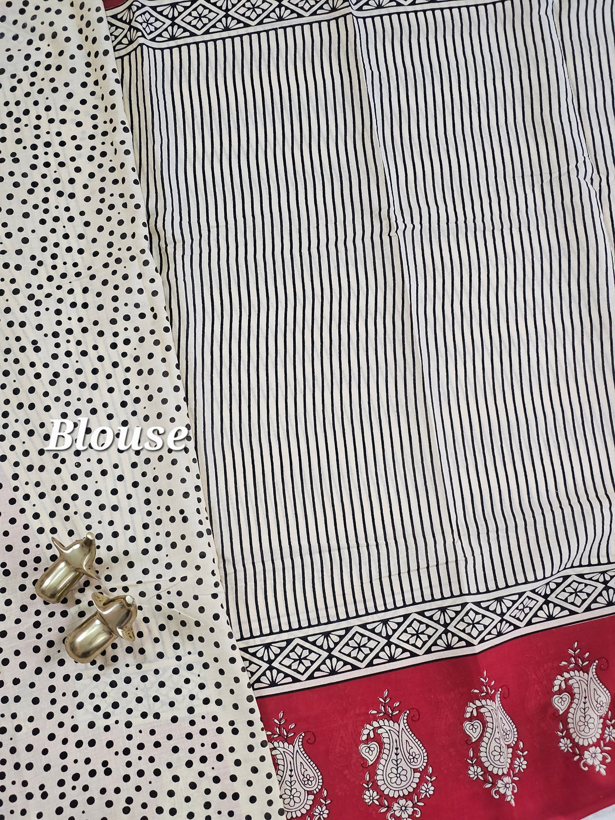 Mul Mul Cotton  - Black Stripe with Red