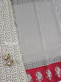 Mul Mul Cotton  - Black Stripe with Red