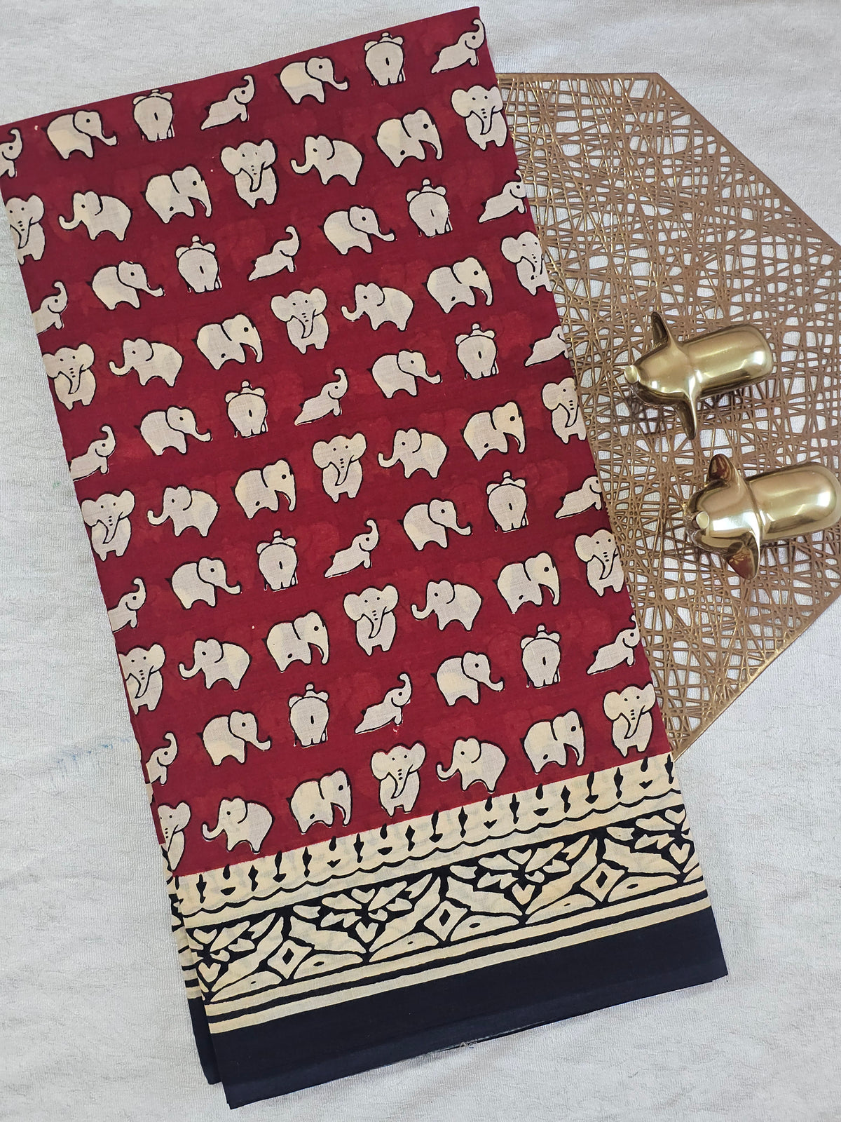 Mul Mul Cotton  - Dark Red with Black