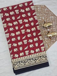 Mul Mul Cotton  - Dark Red with Black