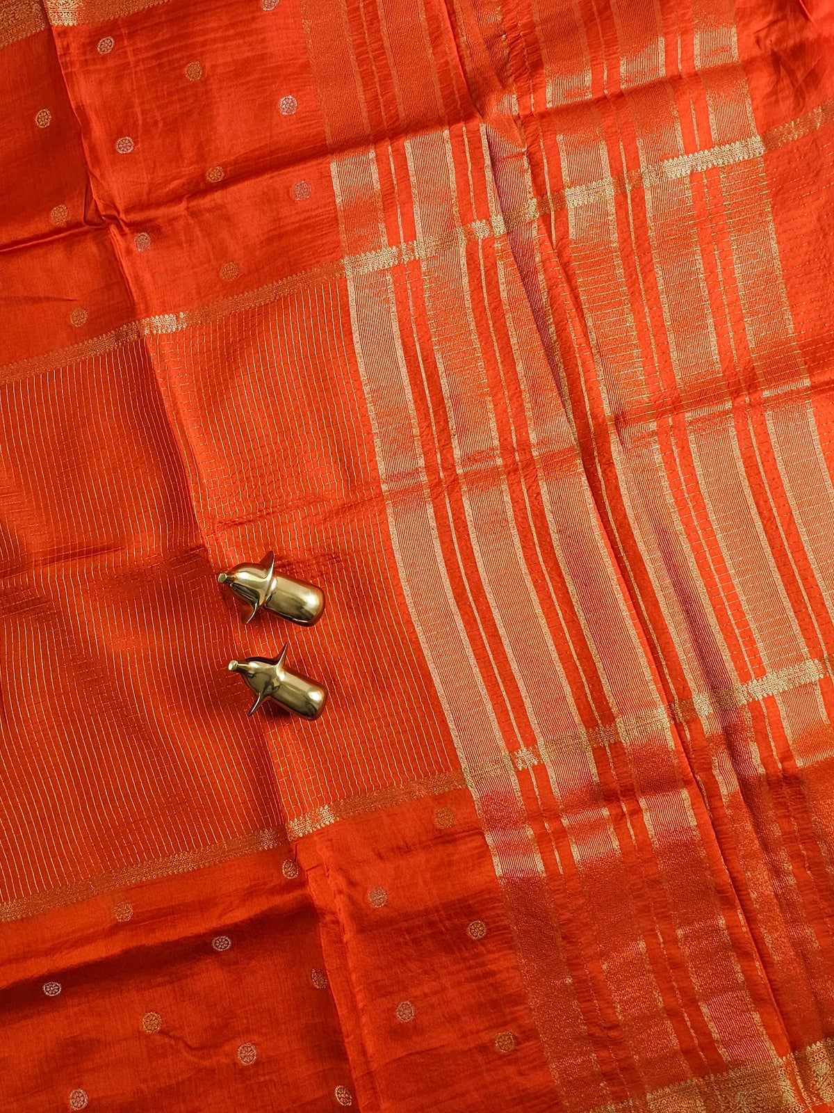 Semi Mysore Crepe Silk Saree - Orange with Pink