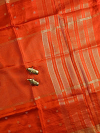 Semi Mysore Crepe Silk Saree - Orange with Pink