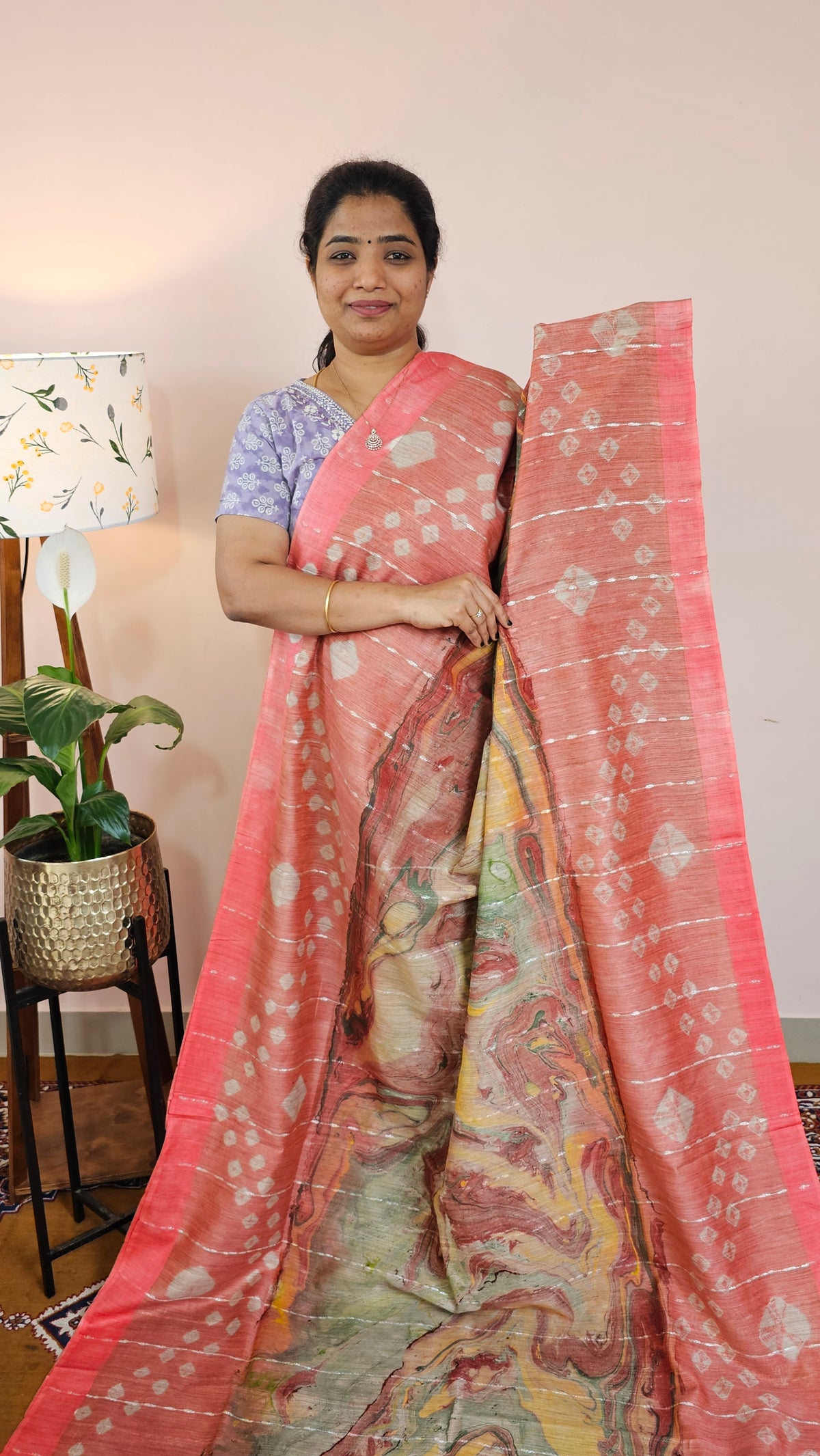 Bhagalpuri with Digital Prints - Peach