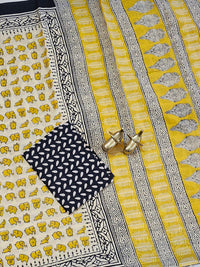 Mul Mul Cotton  - Off-white Yellow with Black