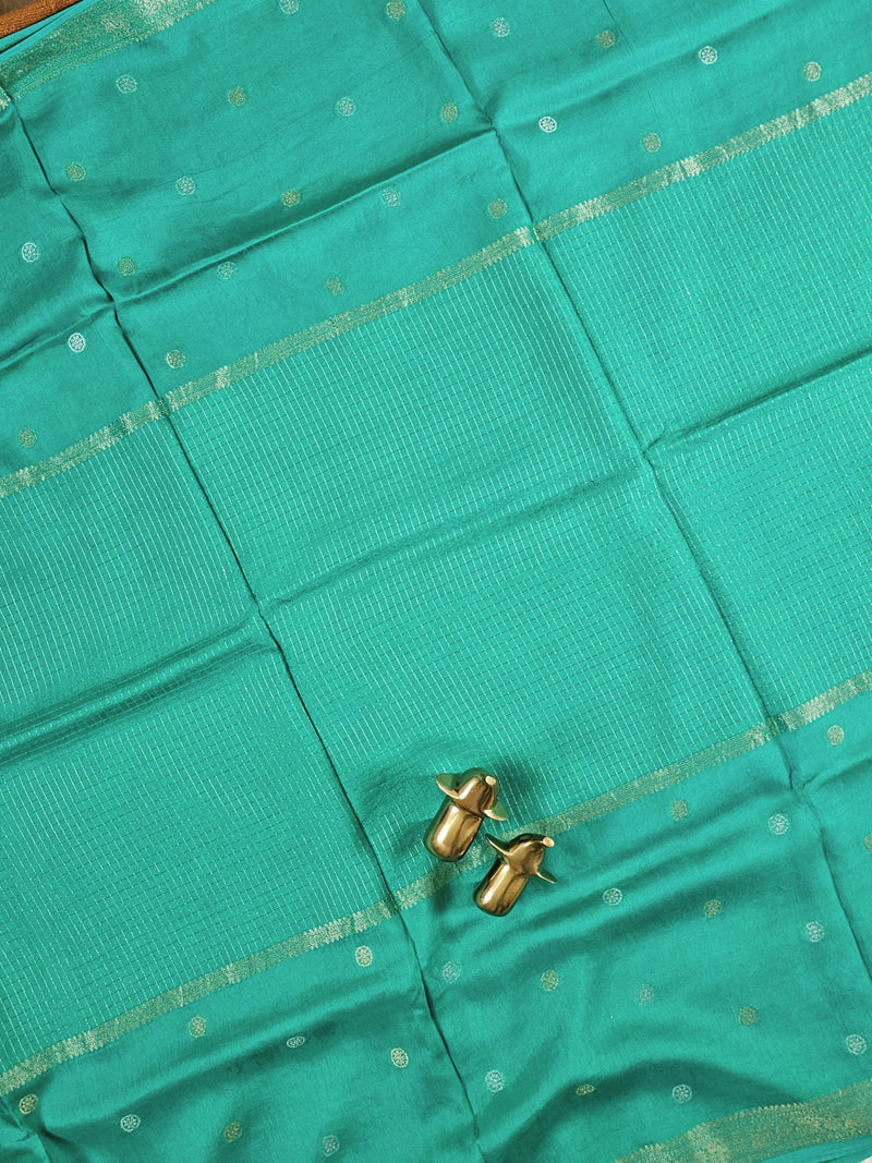 Semi Mysore Crepe Silk Saree - Sea Green
